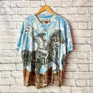 Vintage Native American Indian Horse Wolf All Over Print T-Shirt